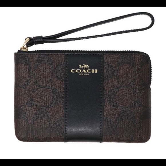 Coach Handbags - Coach Signature Wristlet Black & Brown